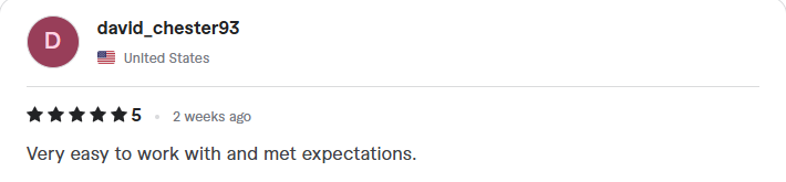 Review from david_chester93: five stars, very easy to work with and met expectations